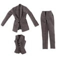 thumbnail image 4 of 3 piezas 1:6 Figura femenina Ropa para muñeca con chaleco Traje completo hecho a mano Chaqueta Pantalones Gris, 4 of 9