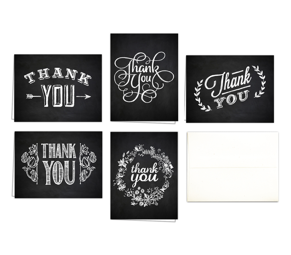 Chalk Art Thank You Notes Multipack Set of 10 Blank Thank You Cards