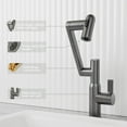 thumbnail image 3 of 360°Rotatable Bathroom Faucet, Bathroom Sink Faucet with Spray Function and Temperature Display for Anti-Skid Switch, Water Faucet for Lavatory, Restroom, Gunmetal, 3 of 7