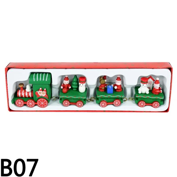Adorno de tren de madera para Navidad, bonito tren de juguete pintado con Papá Noel, muñeco de nieve, artesanías para Año Nuevo, decoración de fiesta de navidad, regalos para niños