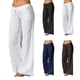 thumbnail image 1 of Women's Cotton Linen Wide Leg Pants Solid Casual Elastic Waist Long Trousers, 1 of 2