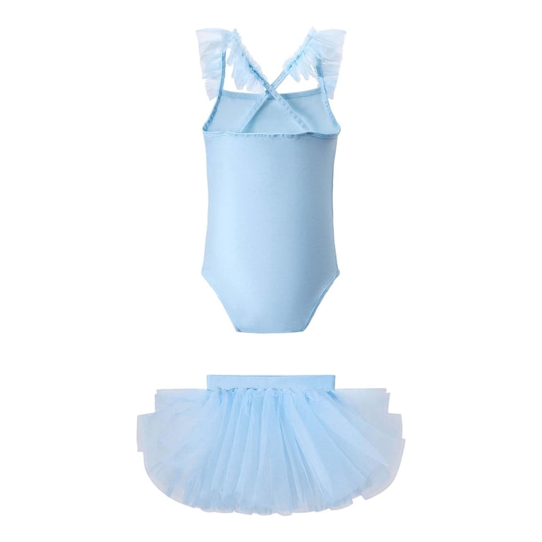 Tisuna 2 Pieces Ballet Dance Dress Set For Girls Toddler Solid Color  Sleeveless Halter Dresses Cute Soft Little Girls Summer Tutu Dress Blue  Size 4-5 Years - Walmart.com