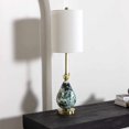 thumbnail image 3 of BoutiqueRugs Katipunan Boho Glass Bedside Table Lamp for Bedroom Nightstand - End Side Lighting for Living Room - Shade Linen - Cream, Beige, Blue, Teal, Aqua - 33'' H, 3 of 5