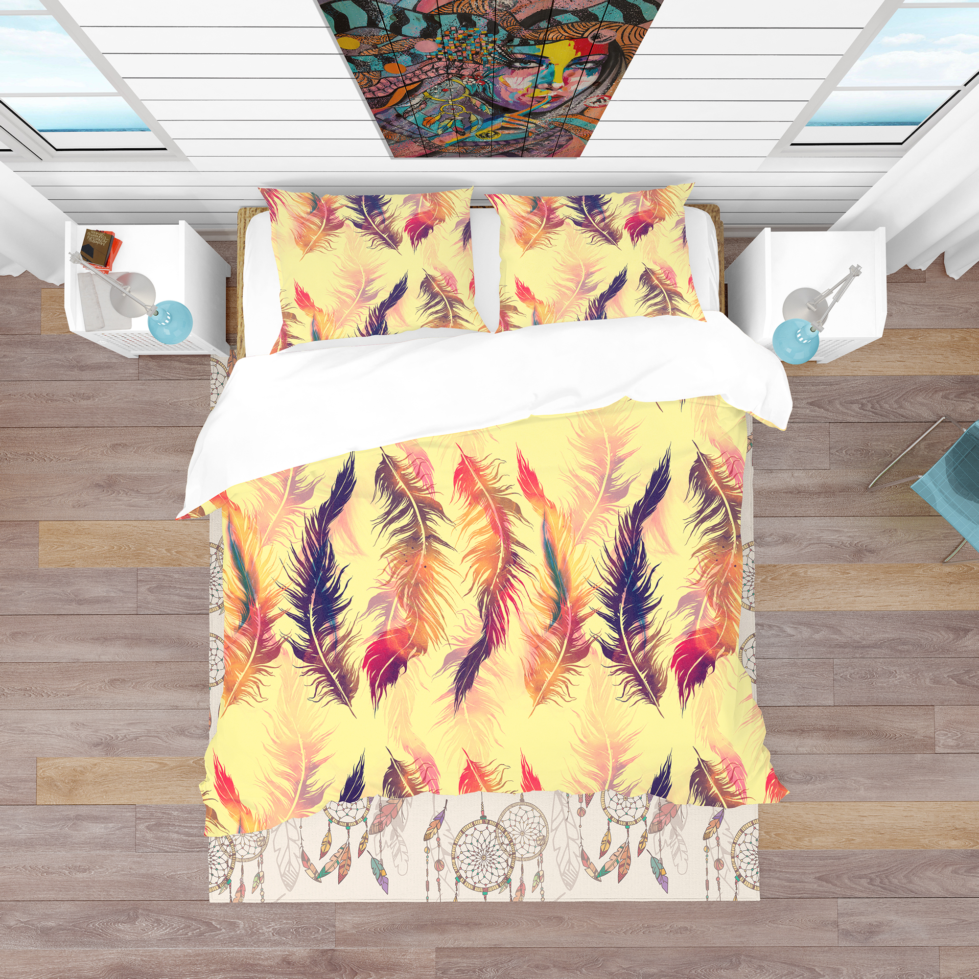 Designart 'Pattern with Imprints of Flying Bird Feathers' Southwestern Duvet Cover Set