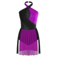 thumbnail image 3 of iiniim Women's Figure Ice Skating Dress Shiny Rhinestones Halter Lyrical Ballet Dancewear Purple S, 3 of 7
