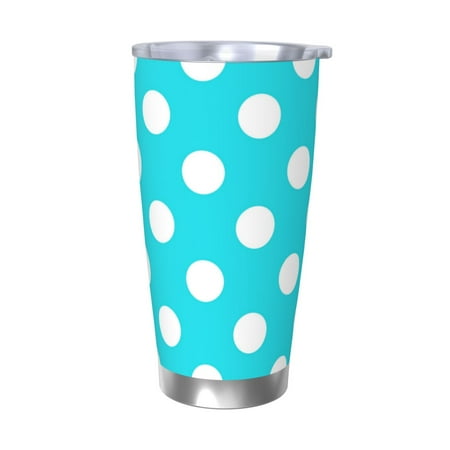 

Lukts Aqua And White Polka Dot for 20OZ Car Cup Stainless Steel Direct Drinking Straw Thermos Cup Suitable for Office Travel and Car-Without Straw
