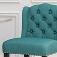 thumbnail image 3 of GDF Studio Vienna Contemporary Fabric Tufted Wingback 27 Inch Counter Stools, Set of 2, Teal and Dark Brown, 3 of 9
