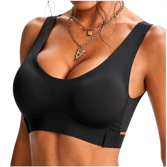 STARLAN Supportive Sports Bras for Women Push Up No Underwire Bras Side Closure Wide Strap Seamless Bralette Lightly Bras