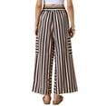 thumbnail image 3 of INSPIRE CHIC Casual Striped Pants for Women's Wide Legs Elastic Waist Drawstring Palazzo Lounge Pants XL Black Brown, 3 of 6