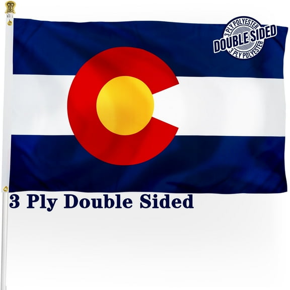 DANF Double Sided Colorado State Flag 3x5 ft, Heavy Duty 3 Ply Durable Polyester, CO Flag with Vibrant Print/4 Rows Hemming/Brass Grommets