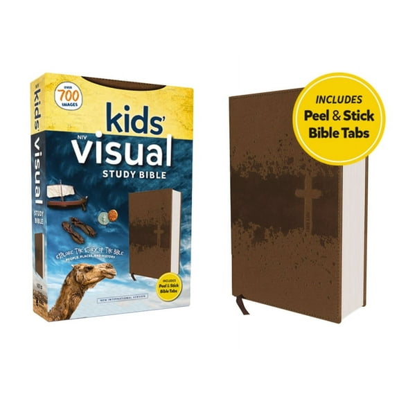 Niv, Kids' Visual Study Bible, Leathersoft, Bronze, Full Color Interior, Peel/Stick Bible Tabs: Explore the Story of the, (Hardcover)