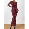thumbnail image 2 of Vestido Maxi PRETTYGARDEN para Mujer Ajustado con Estampado Floral Rojo y Blanco, 2 of 6