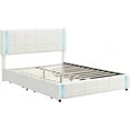 thumbnail image 5 of Upholstered Bed with LED Lights and USB Charging, Queen Size Storage Bed Platform Frame with Headboard and 4 Drawers for Bedroom, No Spring Box Required, 5 of 9