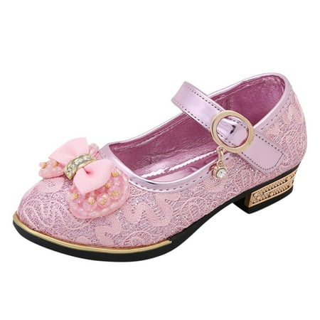 

Aoochasliy Winter Toddler Shoes Christmas Clearance Children Infant Kids Girls Bowknot Pearl Lace Crytal Single Princess Shoes
