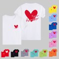 thumbnail image 4 of WREESH Family Matching T-Shirts for Men Comfortable Crew Neck Short Sleeve Tops with Heart Prints for Family Outings Blue, 4 of 5