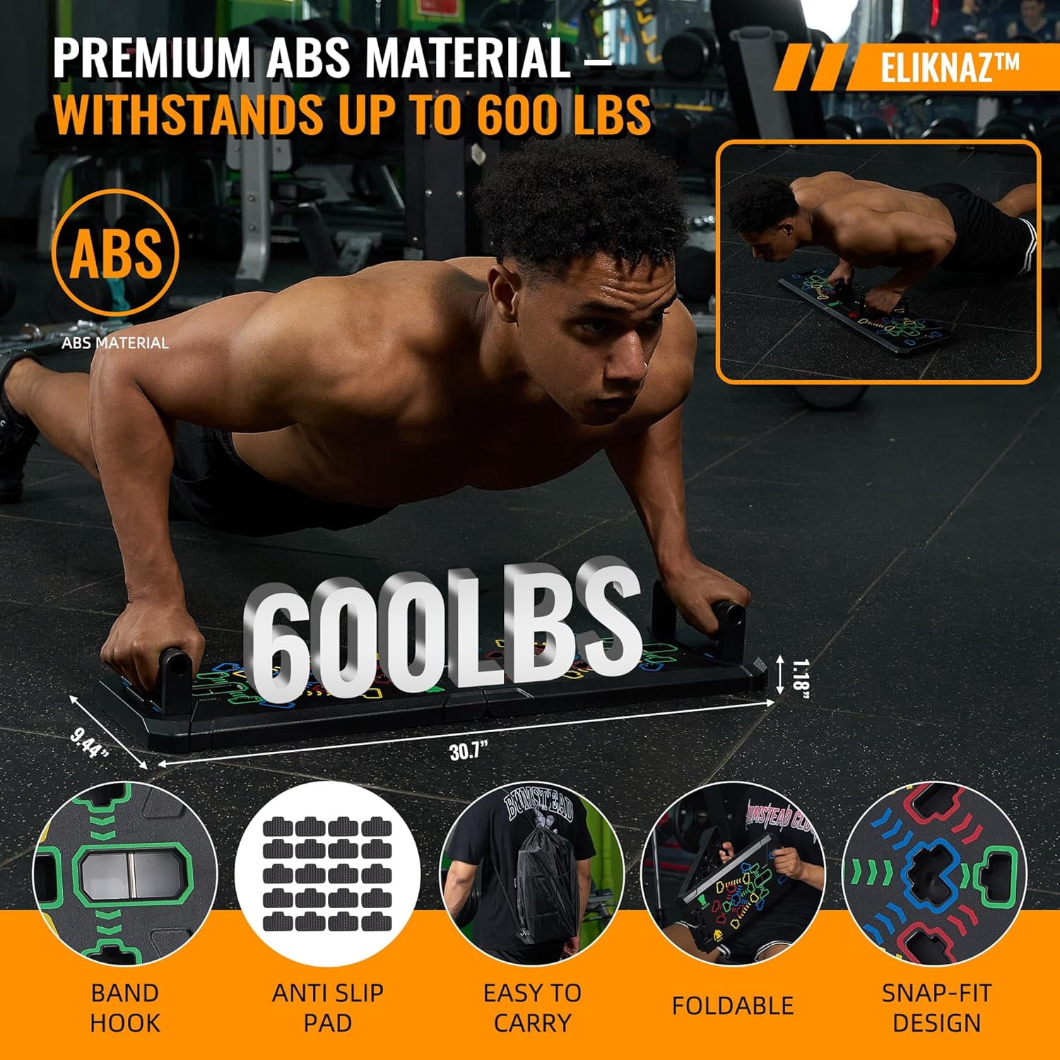Portable Push Up Board Gym Kit 25-in-1, Foldable Push Up Station & Exercise Board Workout Set with 18 Accessories, Resistance Bands & Handles, Ankle Straps for Men, Women & Teens