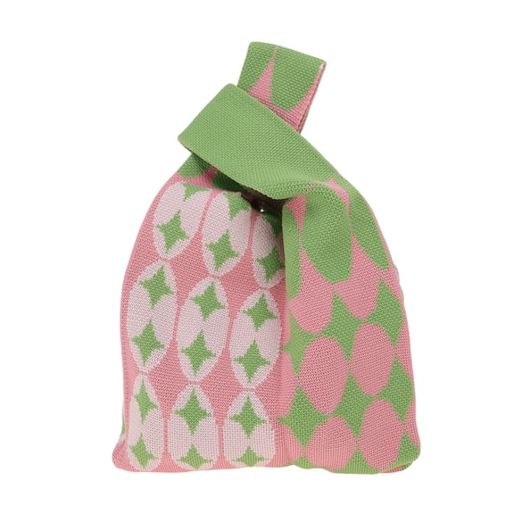 Unique Bargains 1 Pc Knitted Wrist Bag Star Gift Bag Pink