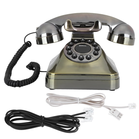 Teléfono fijo vintage Bronce antiguo Llamada de alta definición Botón grande Cableado de EE. UU./Reino Unido