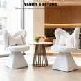 thumbnail image 4 of White Swivel Vanity Chair | 360° Rotating Makeup Chair with Butterfly Back, Chenille Velvet Accent Chair with Decorative Pillow – for Bedroom, Dressing Table, Living Room, Dining, Home Office & Study, 4 of 11