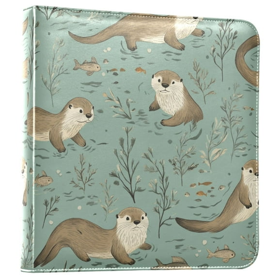 iauyy PU Leather Scrapbook Album | Expandable Binder with 20 Self-Adhesive Pages (11.8x24in)，Otters