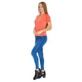 thumbnail image 3 of Blusa Mujer Moda Casual Lisa Cuello V Manga Corta Coral coral CH Incógnita 330590, 3 of 6
