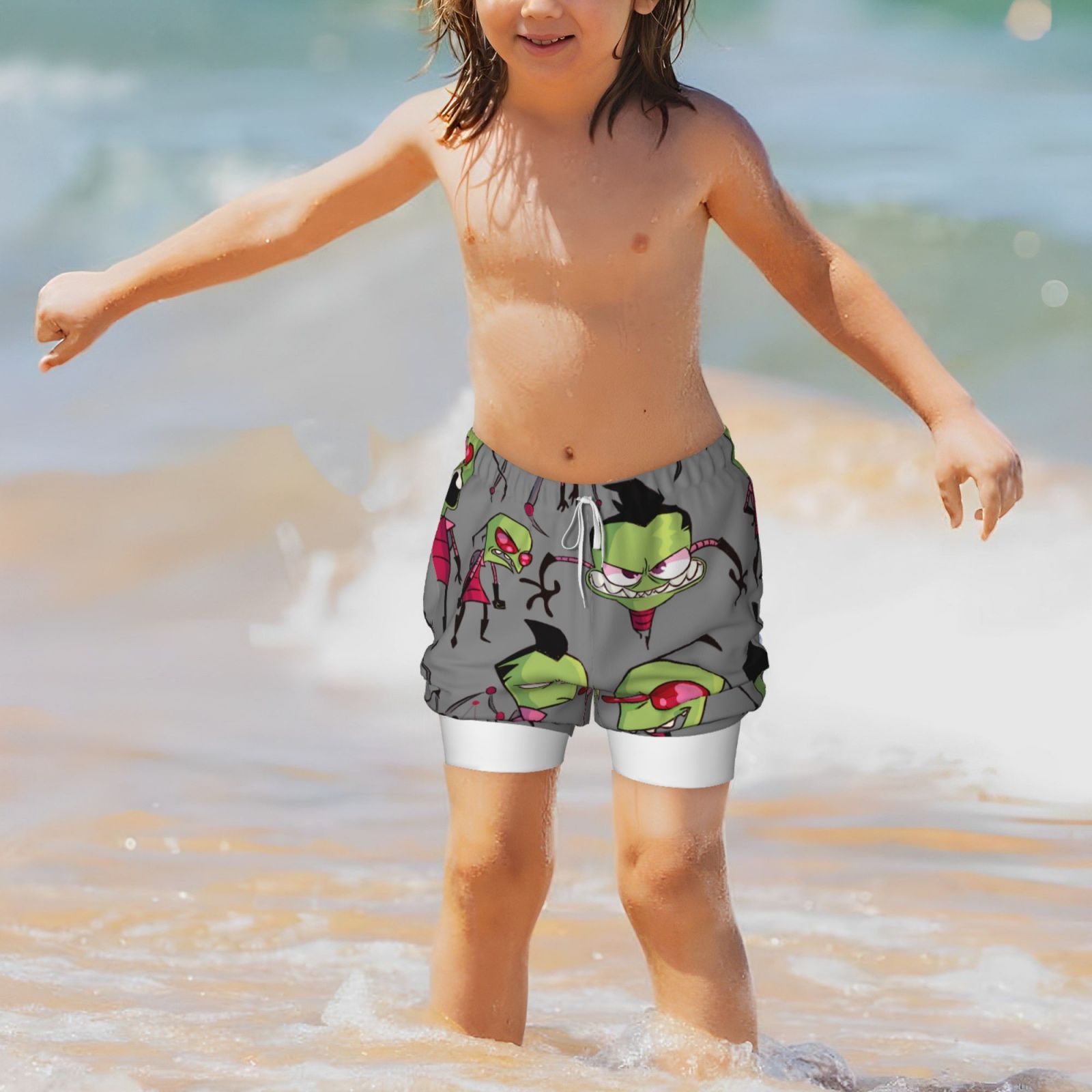 Funny Invader Zim Teen Swim Trunks Summer Beach Board Shorts Quick Dry ...