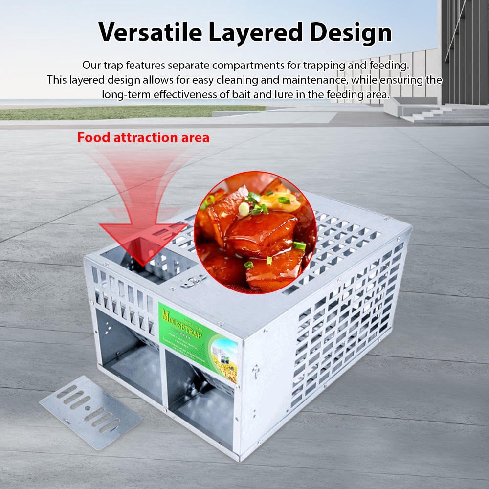 Xirurus Dual‑Door Live Trap – 2‑Door Continuous Capture, Safe Handle, Galvanized Steel, Layered Design, Reusable for Indoor/Outdoor Mice & Small Pests