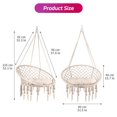 thumbnail image 5 of Hanging Chair,Handwoven Cotton Rope Hammock Cradle Chair with Soft Cushion and Mounting Hardware,330 Pounds Capacity Swing Chair for Bedroom,Living Room,Yard,Garden,Balcony,Indoor/Outdoor,Beige, 5 of 6