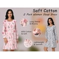 thumbnail image 6 of FEREMO Long Sleeve Nightgowns for Women Cotton Printed Sleepshirt Soft Loose House Dresses 2 Pack, 6 of 8