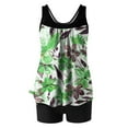 thumbnail image 3 of TrendVibe365 Womens Tankini Swimsuits 2 Piece Green Bathing Suits with Boyshorts Tank Floral Swimwear Beachwear 2XL, 3 of 4