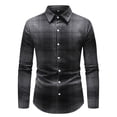 thumbnail image 4 of LEKWK Mens Flannel Shirts Plaid Long Sleeve Button Down Shirt Collar Lightweight Fall Winter Casual Outerwear for Business Casual Work Office, 4 of 9
