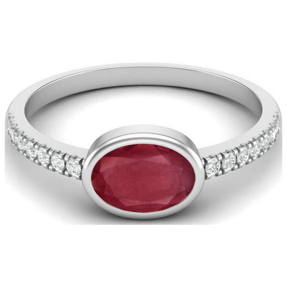 Mooneye 7X5 mm Oval Ruby 925 Sterling Silver Solitaire Women Valentines Day Gift Ring