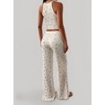 thumbnail image 4 of Women'S 2 Piece Outfits Floral Ribbed Tank Top Wide Leg Pants Set Loungewear Pj Set Color M, 4 of 7