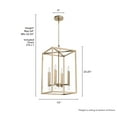 thumbnail image 5 of Hunter - Sunjai 4-light Alturas Gold, Medium Size Pendant Light, Dimmable, Formal Style, Rectangle Shaped, for Bedrooms, Dining, Living Rooms - 19988, 5 of 6