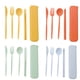 thumbnail image 1 of Juego de 4 utensilios reutilizables con estuche, juego de cubiertos de paja de trigo portátil, palillos, cuchillo, cuchara, tenedor, utensilios de viaje, 1 of 5