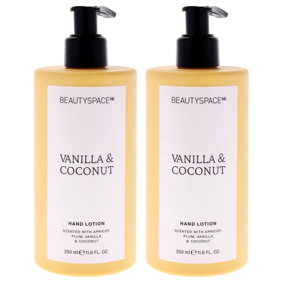 Loción de manos BeautySpace, vainilla y coco, 350 ml, paquete de 2