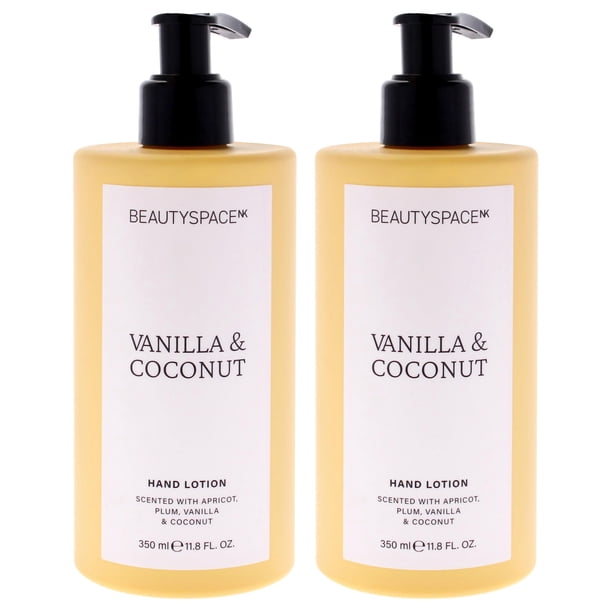 Loción de manos BeautySpace, vainilla y coco, 350 ml, paquete de 2