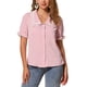 thumbnail image 1 of INSPIRAR CHIC Blusa de Mujer con Cuello Peter Pan en Contraste, Manga Corta, Botones, Talla L, Rosa Claro, 1 of 6