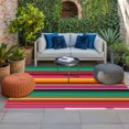 thumbnail image 2 of Mexican Style Outdoor Rug for Patio/Deck/Porch, Non-Slip Large Area Rug 4 x 6 Ft, Colorful Mexico Stripes Green Red Indoor Outdoor Rugs Washable Area Rugs, Reversible Camping Rug Carpet Runner, 2 of 8