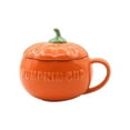 thumbnail image 3 of Cute Pumpkin Ceramic Mug, Tea Coffee Cup with Lid, Exquisite for Holiday, Daily Large, 3 of 9