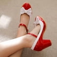 thumbnail image 5 of SACFOF Women's Low Kitten Heel Mary Jane Oxfords Pumps Comfortable Ankle Strap Dress Shoes with Bow, 5 of 6