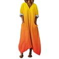 thumbnail image 2 of Gamivast Long Dresses for Women Oversized Baggy V Neck Long Sleeve Flowy Maxi Dress with Pockets Gradient Color Boho Dresses Casual Everyday Beach Dress, 2 of 7