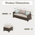 thumbnail image 7 of Sophia & William 3 Pieces Wicker Patio Furniture Set Outdoor Couch with 2 Ottomans and Beige Cushions, 7 of 7