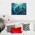 thumbnail image 5 of ARISTURING Canvas Print Wall Art 3D Dolphin and Mermaid Under The Sea Fantasy &amp; Sci-Fi Ocean Digital Art Modern Art Nautical Scenic Colorful Ultra for Living Room, Bedroom, Office, 5 of 6
