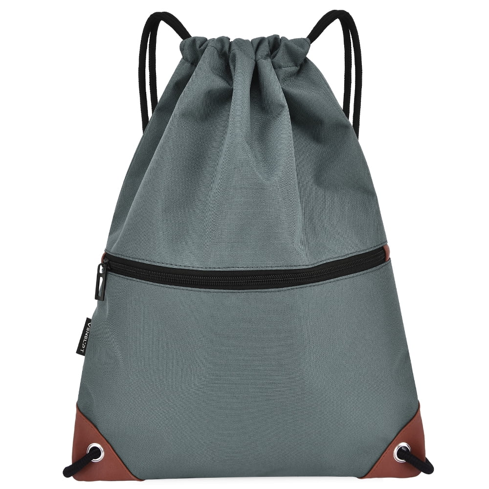 Carbon 38 Cinch Drawstring Backpack Yoga Gym Bag Drawstring Nylon Black Zippered 