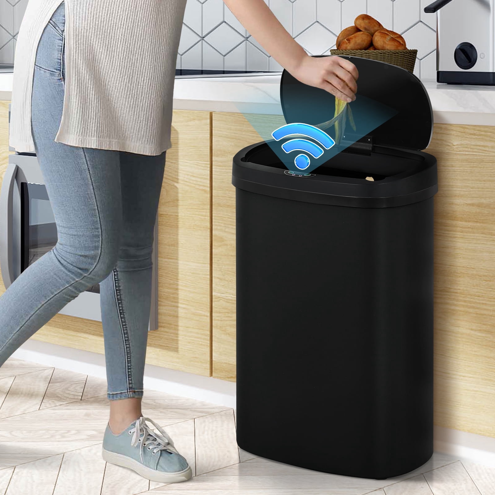 Walmart 8 Gallon Kitchen Automatic Step Trash Can, Brushed