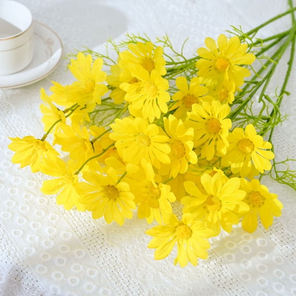 XmhyTop Simulated Yellow flower 5-Piece Bouquet – 5 Heads per ,20.87x2.36x20.87 Inch Silk Artificial Flowers for Home Decor, Wedding, and Table Centerpieces