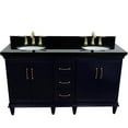 thumbnail image 4 of 61 in. Double Wooden Vanity Blue Black Galaxy Granite Oval Sink, 4 of 13
