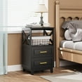 thumbnail image 5 of Superjoe Tall Nightstand Set of 1, Side Table with 2 Drawers and Open Shelf Top, Bedside Table with Solid Feet, Modern Night Stand End Table for Bedroom, Living Room, Home Office, Black, 5 of 9