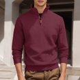 thumbnail image 2 of Quarter Zip Pullover Men 2026 Fall Winter Long Sleeve Jacquard Stand Collar Plain Sweatshirts Mens Pullover Top, 2 of 6